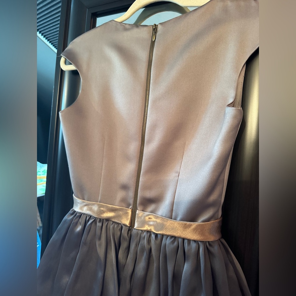 NY Designer Gray Silk Mini Dress - Picture 5 of 11